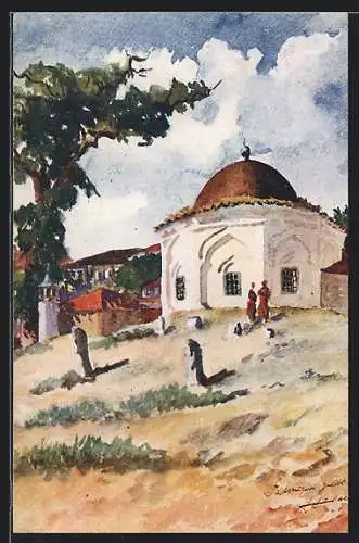 Künstler-AK Salonique, Tombeau dans la ville haute