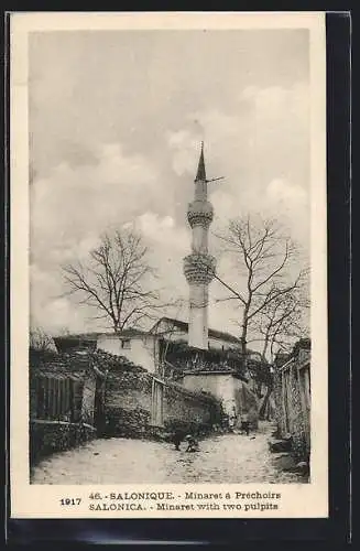 AK Salonique / Saloniki, Minaret à deux préchoirs