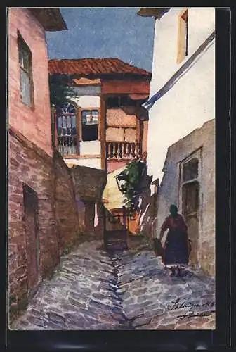 Künstler-AK Salonique / Salonica, L`Impasse au Puits, The Alley of the Well