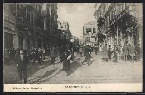 AK Salonique, Strassenpartie im Jahr 1916