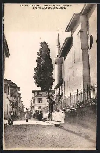 AK Salonique, Rue et Eglise Cassimié