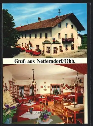 AK Netterndorf /Obb., Gasthaus Netterndorf, Bes. Familie Gröbmeyer