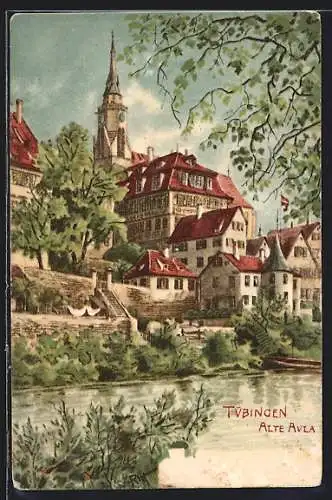 Künstler-AK Tübingen, Blick auf Alte Aula