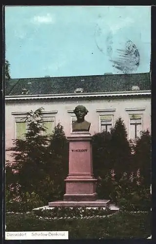 AK Düsseldorf, Schadow-Denkmal mit Büste