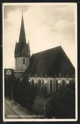 AK Mühlhausen i. Thür., Blick auf die katholische Kirche