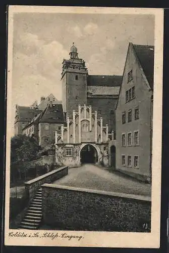 AK Colditz i. Sa., Blick auf den Schloss-Eingang