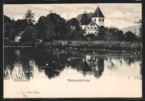 AK Murrhardt, Walterichskirche vom Wasser aus gesehen