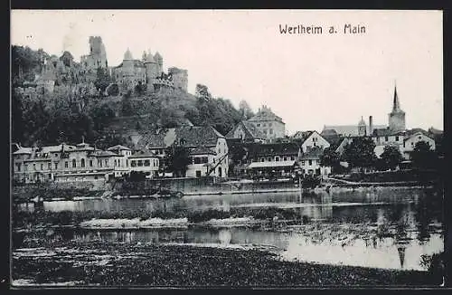 AK Wertheim a. Main, Teilansicht mit Blick auf die Burg