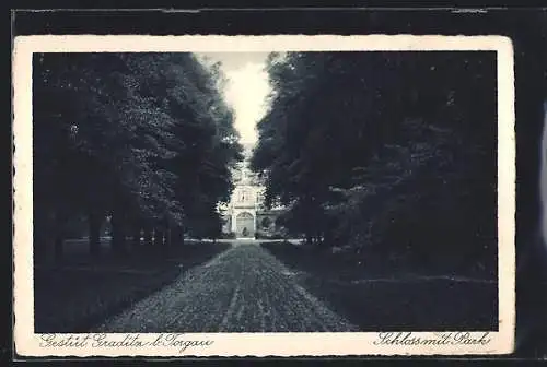 AK Torgau, Gestüt Graditz, Schloss mit Park