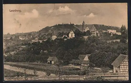 AK Leonberg / Württ., Ortsansicht mit Bauernhaus aus der Vogelschau