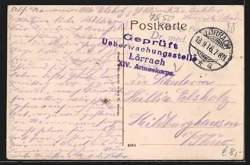AK Lörrach, Ortspanorama von oben