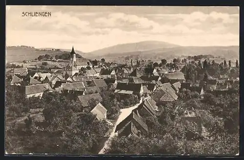 AK Schliengen, Ortspartie aus der Vogelschau