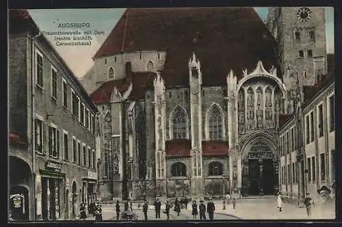 AK Augsburg, Blick auf Frauenthorstrasse mit Dom