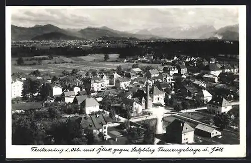 AK Freilassing /Obb., Teilansicht mit Blick gegen Salzburg