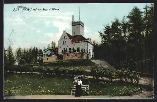AK Aue / Erzgebirge, König Friedrich August Warte mit Umgebung