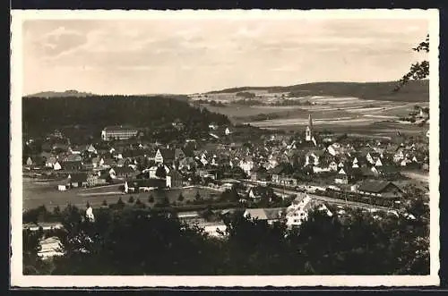 AK Münsingen, Ortsansicht aus der Vogelschau