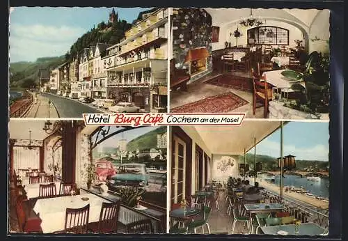 AK Cochem /Mosel, Hotel Burg-Cafe J. Müller, mit Moselblick
