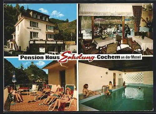 AK Cochem /Mosel, Pension Haus Erholung H. Lehmann, Oberer Weg 14, mit Schwimmbad