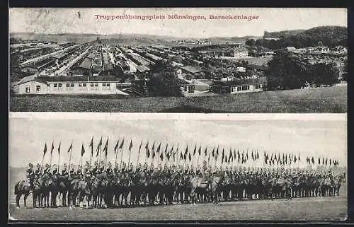 AK Münsingen, Truppenübungsplatz, Barackenlager, Reiter-Truppen