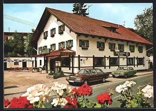 AK Lechbruck am See /Allgäu, Hotel-Restaurant Jägerstuben H. Hauser mit Strasse