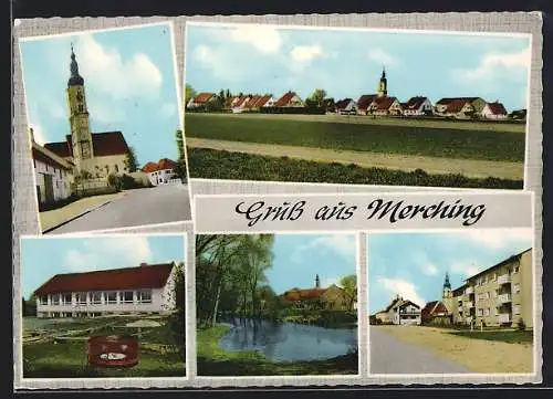 AK Merching, Strassenpartie, Ortspartien, Gebäude, Panorama