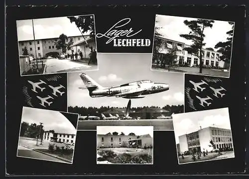 AK Lager Lechfeld, Eingang, Ortspartien, Flugzeug