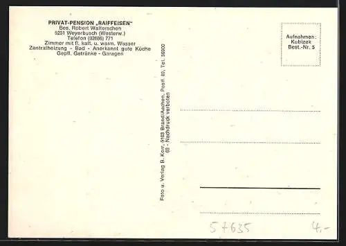 AK Weyerbusch /Ww., Pension Raiffeisen Fam. Walterschen, mit Garten