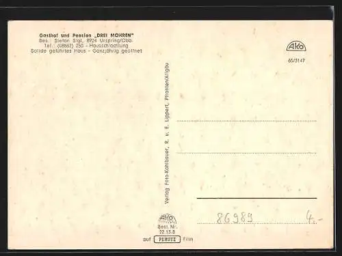 AK Urspring / Steingaden, Gasthof 3 Mohren S. Sigl, Teilansicht, Gesamtansicht