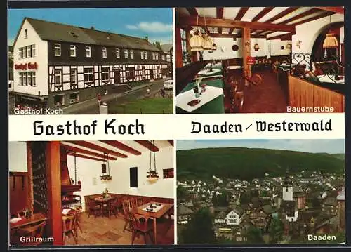 AK Daaden /Westerwald, Gasthof Koch E. Wagner, Mittelstrasse 13, Ortsansicht