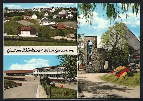 AK Birken-Honigsessen /Wissen, Ortspartie, Kirche mit Ruine, Teilansicht