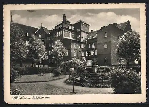 AK Duisburg-Hamborn, Das St. Barbara-Hospital vom Garten aus, Horststrasse 7