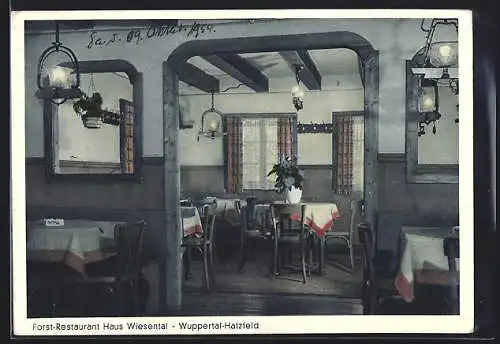 AK Wuppertal-Hatzfeld, Forst-Restaurant Haus Wiesental, Innenansicht