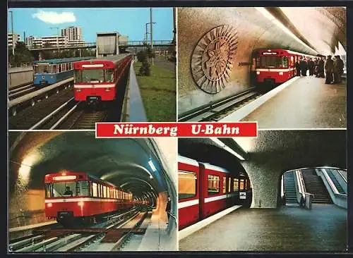 AK Nürnberg, U-Bahn am Bhf. Scharfreiterring, Bhf. Lorenzkirche und in der Tunnelstrecke