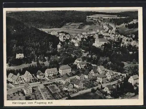 AK Herrlingen, Ortsansicht vom Flugzeug aus