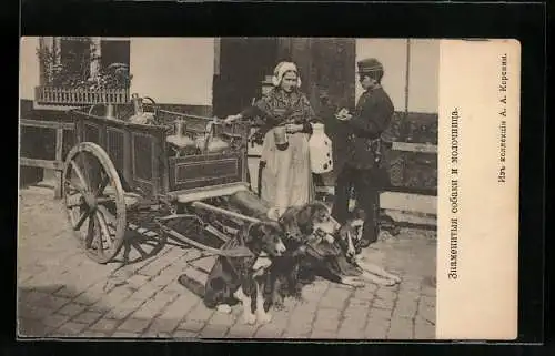 AK Flämische Milchverkäuferin mit Hundegespann, Polizist