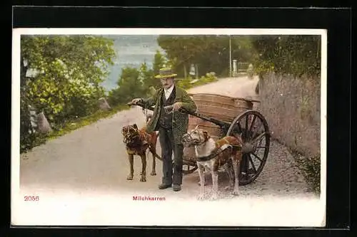 AK Milchfuhrmann mit Hundegespann vorm Milchkarren