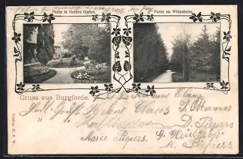 AK Burgforde, Partie in Gerdes Garten, Partie im Wittenheim