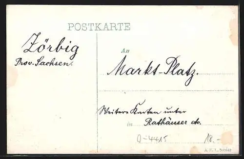 AK Zörbig, Marktplatz mit Gasthaus Ratskeller