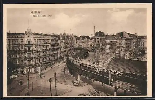 AK Berlin-Kreuzberg, Bahn an der Station Schlesisches Tor