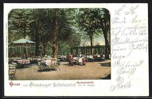 AK Oldenburg / Oldenburg, Das Gasthaus Oldenburger Schützenhof, Gartenansicht