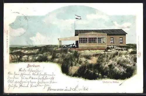 AK Borkum, Victoria Höhe mit Fahne
