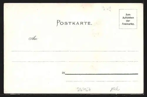 Lithographie Borkum, Strasse im Dorf