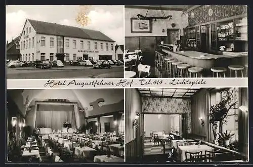 AK Augustfehn, Das Hotel Augustfehner Hof, mit Barbereich und Festsaal