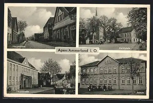 AK Apen, Hauptstrasse, Marktplatz, Schule
