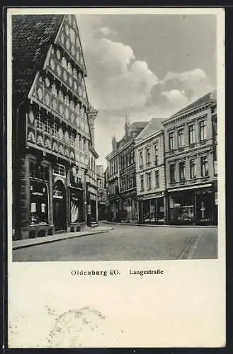 AK Oldenburg i. O., Langestrasse mit Geschäften