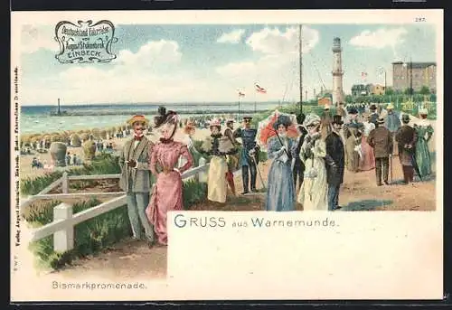 Lithographie Warnemünde, Bismarkpromenade