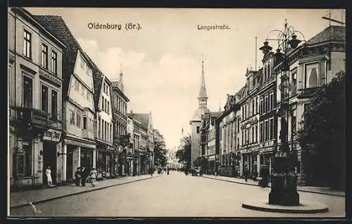AK Oldenburg / Gr., Langestrasse mit Geschäften
