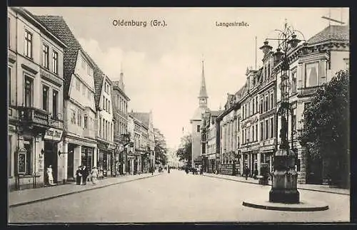 AK Oldenburg / Gr., Langestrasse mit Geschäften