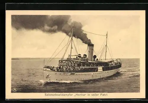 AK Salonschnelldampfer Hertha in voller Fahrt