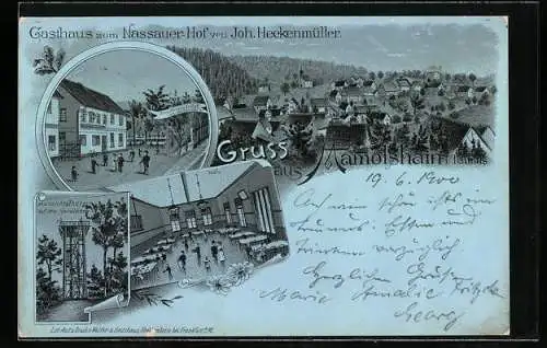 Mondschein-Lithographie Mammolshain i. Taunus, Gasthaus zum Nassauer Hof v. Joh. Heckenmüller